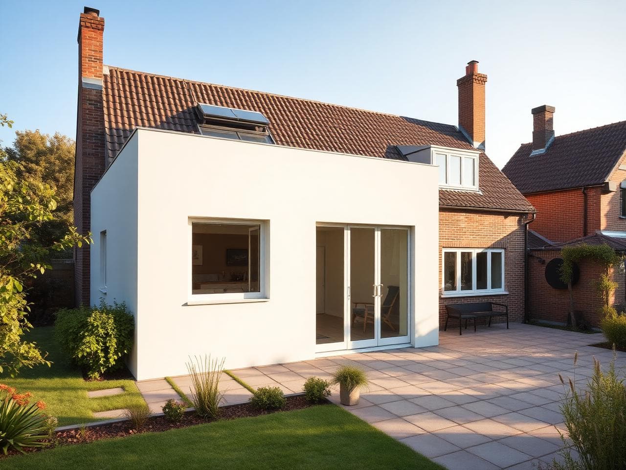 Witte uitbouw met lichtkoepel