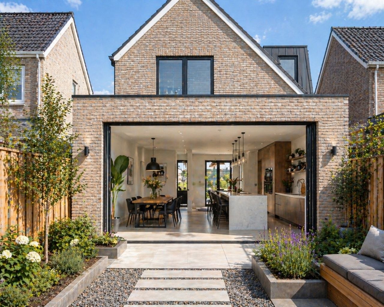 Lichte leefkeuken aan de tuin